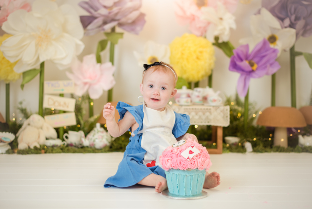 Alice in Wonderland first birthday session